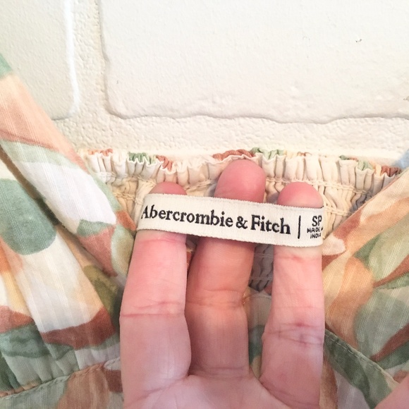 Abercrombie & Fitch Maxi dress Cotton Lined Tiered Pleated Knotted Strap Sz S - Picture 5 of 14